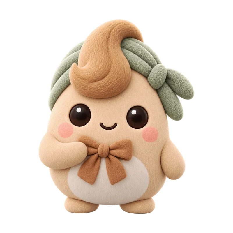 La mascotte ZYEA porte un nœud caramel, l’air fier.